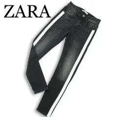 ZARA ザラ マン 現行タグ★ サイドライン ストレッチ ダメージ加工 スキニー デニム パンツ ジーンズ Sz.30 メンズ 黒