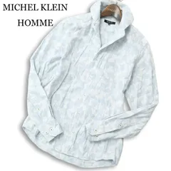 MICHEL KLEIN HOMME ミッシェルクラン オム 通年★ 長袖 スリム カモフラ 迷彩 総柄 シャツ 日本製 Sz.46 メンズのサムネイル