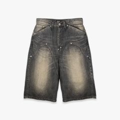 FAKE AS FLOWERS FAF | NEWCOMMUNE BAGGY DENIM SHORTS (BLACK) バギー