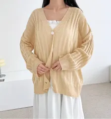 レディースオーバーサイズ 薄い長袖カーディガン 1040