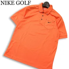 NIKE GOLF ナイキ ゴルフ 春夏 DRY-FIT★ ポケット付き 半袖  ロゴ刺繍 ボタンダウン ポロシャツ Sz.M メンズ オレンジ