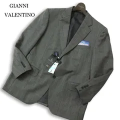 【新品 未使用】 GIANNI VALENTINO ジャンニバレンチノ 通年★ ヘリンボーン テーラード ジャケット Sz.96BE4 メンズ 灰のサムネイル