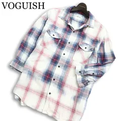 VOGUISH ヴォーギッシュ ルパート 春夏 ウオッシュ加工★ 七分袖  チェック柄 スリム シャツ 大きいサイズ Sz.XXL メンズのサムネイル