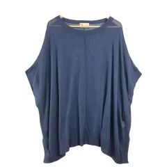 NANO UNIVERSE ネイビー シースルー 半袖 Tシャツ F レーヨン ブレンド