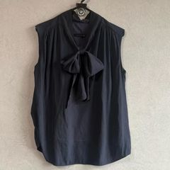 23区L 48 ボウタイブラウス ノースリーブ ダークグレー 大きいサイズ 