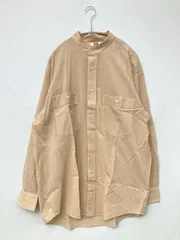 UNIQLO U ユニクロユー シャツ/ブラウス L ベージュ コットン ストライプ柄 ミドル丈 スタンドカラー