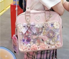 ハート型ショルダーバッグ リュック ピンク メゾピアノ エナメル 