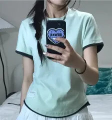 レイヤード Uネック セミ半袖Tシャツ