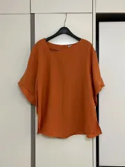 斜めボーダー ネックLINE リネン ブラウス
