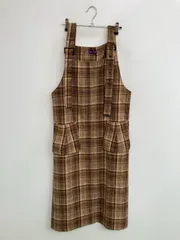 axes femme アクシーズファム ジャンパースカート ブラウン チェック柄 ひざ丈 タイト