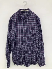 UNIQLO ユニクロ シャツ/ブラウス L ネイビー コットン チェック柄 ボタンダウン