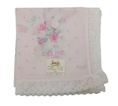 未使用 セリーヌ ハンカチ 花柄 レース　ピンク スカーフ　CELINE 綿　100％ コットン レディース 