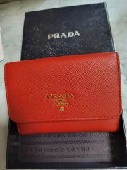 未使用に近い 極美品 PRADA プラダ リボン 長財布 赤 サフィアーノ 