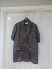 MAXMARA マックスマーラ リネン ストライプ 半袖 シャツ ジャケット