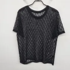 レディース77 size FRK 半袖 エンブロイダリー ニット
