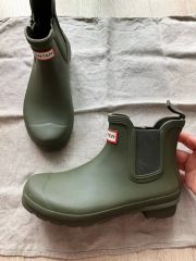 HUNTER ハンター レインブーツ サイドゴア カーキ ショートブーツ 27