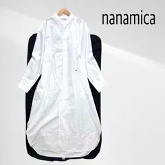 【タグ付き・未使用品】 nanamica ナナミカ バンドカラー ウインド シャツ ドレス ワンピース オフホワイト マキシ丈  ポケット ロゴ 刺繍 S25FF064 Women Band Collar Wind Shirt Dress