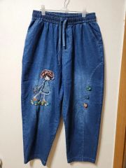 スカラーパリティ362121：虚無ウサギ＆かご入り大根刺繍 冷感デニム