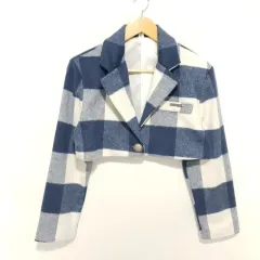 レディース CHECK クロップド ジャケット S_M0211