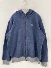 adidas アディダス パーカー M ネイビー コットン 無地 ワンポイント ブランドロゴ ジップアップ 長袖
