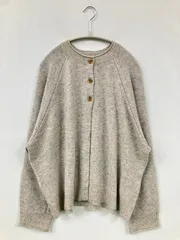 BLANC+ カーディガン/ボレロ 4L グレー ウール・ニット 無地 ミドル丈 長袖
