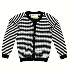 MARNI ボーダー ニットカーディガン 40 スペイン製 ブラック×ホワイトのサムネイル