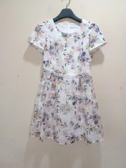サテン アイボリー色 オーガンザ ワンピース