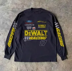 新品未使用 CHM メンズ レディース ユニセックス 古着 長袖Tシャツ ロンT 黒 ブラック レーシングロゴ DEWALT 企業ロゴ スポンサー プリント ストリート オーバーサイズ Y2K