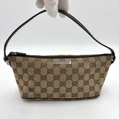 極美品◎GUCCI グッチ GGキャンバス SV金具 アクセサリーポーチ ハンドバッグ 07198 ブラウン