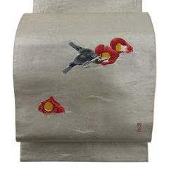 名古屋帯 正絹 西陣織 中古 オフホワイト 花 №aio0020 - メルカリ