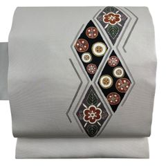 名古屋 塩瀬 金彩 刺繍 丸 菱 唐草 グリーンカラー 着物 帯 057k u 