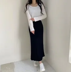 クロップドニット ロング丈ワンピース セットアップ