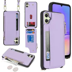 【新品】 for Galaxy A05 ケース for GalaxyA05 ショルダー リング付き 手帳型 上下開 for Samsung A05 CASE カバーSunYoo カード収納 横置き スタント肩がけ 首掛け 斜め掛け ファスナー ストラップ付 1