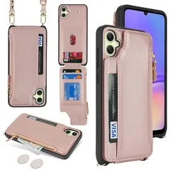 【新品】 for Galaxy A05 ケース for GalaxyA05 ショルダー リング付き 手帳型 上下開 for Samsung A05 CASE カバーSunYoo カード収納 横置き スタント肩がけ 首掛け 斜め掛け ファスナー ストラップ付 1