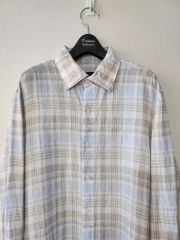 日本製 DAKS チェック柄シャツ 刺繍 七分袖 麻 - メルカリ