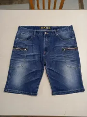 38 HAMO China ウォッシュ ストレッチ カーゴ デニム ハーフパンツ 38-147