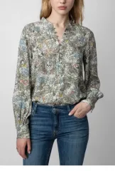 ZADIG&VOLTAIRE ザディグ・エ・ヴォルテール Twina スカル フラワー プリント キュービック 袖 ボタン ブラウスのサムネイル