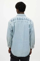 BALENCIAGA バックロゴ デニムシャツ ライトブルー 39 - メルカリ