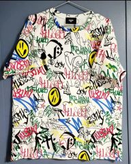 美品 総柄 ブルーレオパード柄】完売 入手困難 MACKDADDY Tシャツ 
