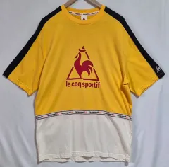 オーバーサイズ XL ) ルコックスポルティフ イエロー+白 半袖Tシャツ