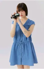 デニム ミニワンピース風 ロングベスト