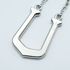 M04-k033 미품 Cartier 까르띠에 C 로고 메탈 체인 키 홀더 가방 매력 실버