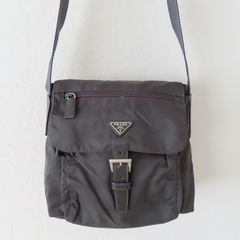 近現行】PRADA プラダ ショルダーバッグ ナイロン 黒 白タグ V160 