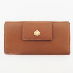 ブルガリキャメルレザー長財布 金色ボタン付き - メルカリ