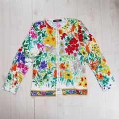 KRIZIA バタフライ柄ビーズ装飾シースルーカーディガン44サイズ新品 