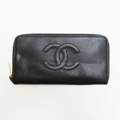 CHANELデカココ 長財布 ラウンドファスナー 黒 キャビアスキン 定番 
