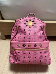 MCM 紫色 ロゴプリント トートバッグ内側豹柄 - メルカリ