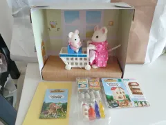 廃盤)Sylvanian Families シルバニアファミリー 白いネズミの母娘 ボックスカート フルセット