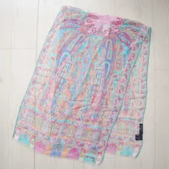ETRO エトロ ペイズリー柄 シルク シースルー スカーフ ストール マルチカラー K08-k121