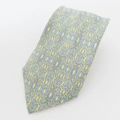 K04-045 HERMES エルメス Hロゴ シルク ネクタイ ブルー/イエロー